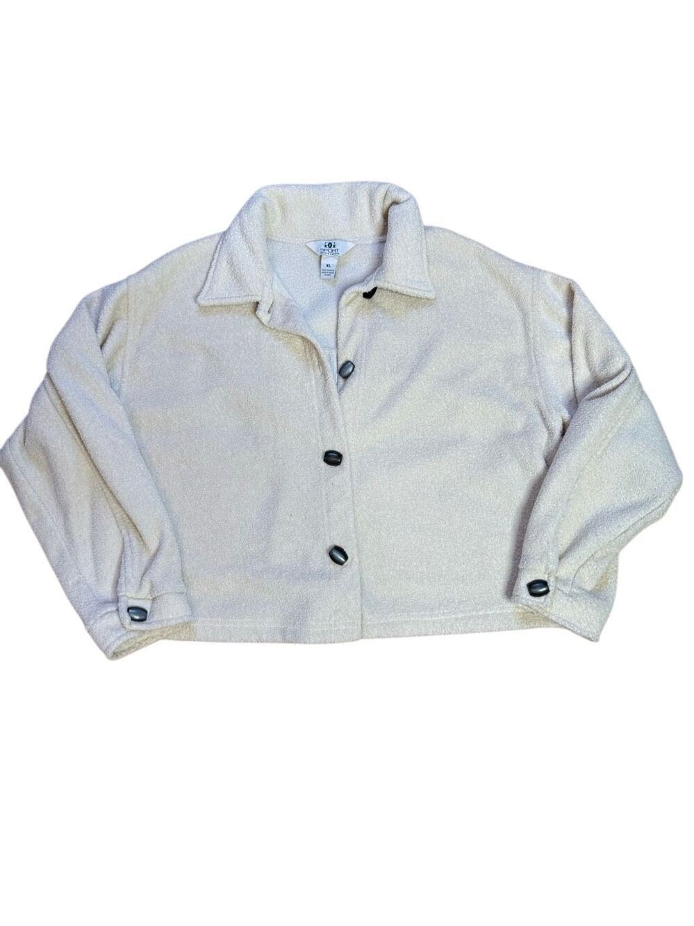 90s Vintage GG Sport Canada Terry Cloth and Fleece Cream Button Front Jacket XL
